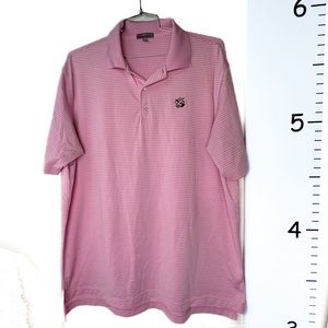 Peter Millar Polo Golf Pink‎ & White Stripe Shirt Men's XL